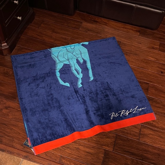 NWT Polo Ralph Lauren 35" X 66" Big Pony Beach Towel in Blue NWT - Picture 5 of 9